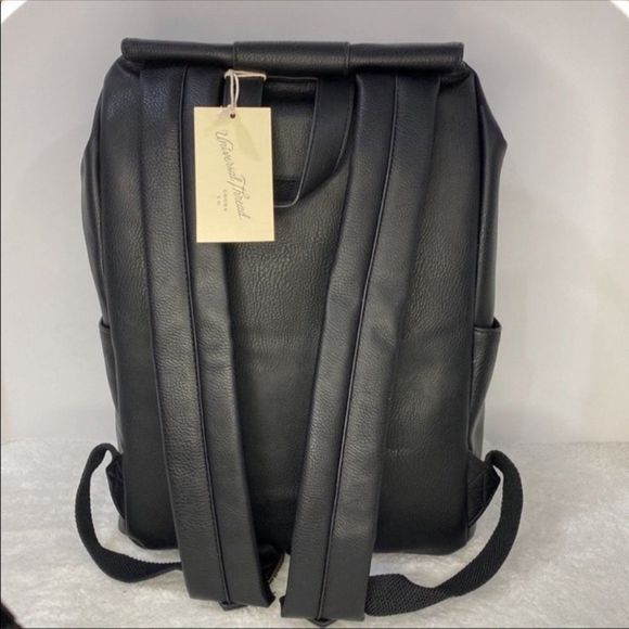 🌺 Universal Thread Faux Leather Black Backpack Bag- w/Flap Snap NEW with Tags - Picture 11 of 12
